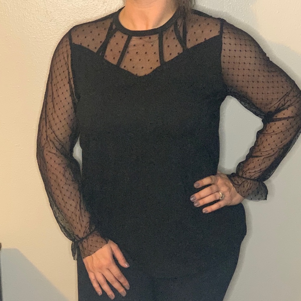 Black sheet knit blouse